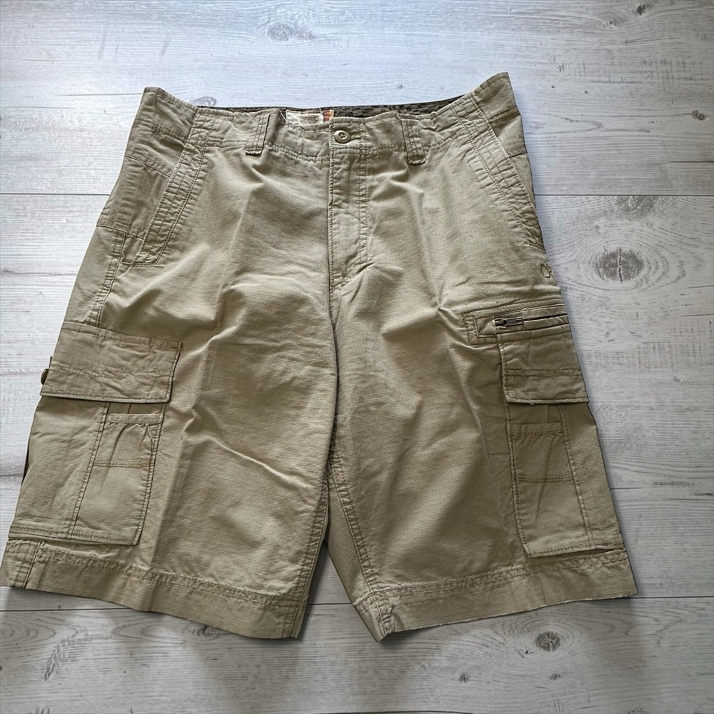 Vintage OP Cargo Shorts Men 36 Wheat Tan Cotton Rips top Multi Pocket Outdoor